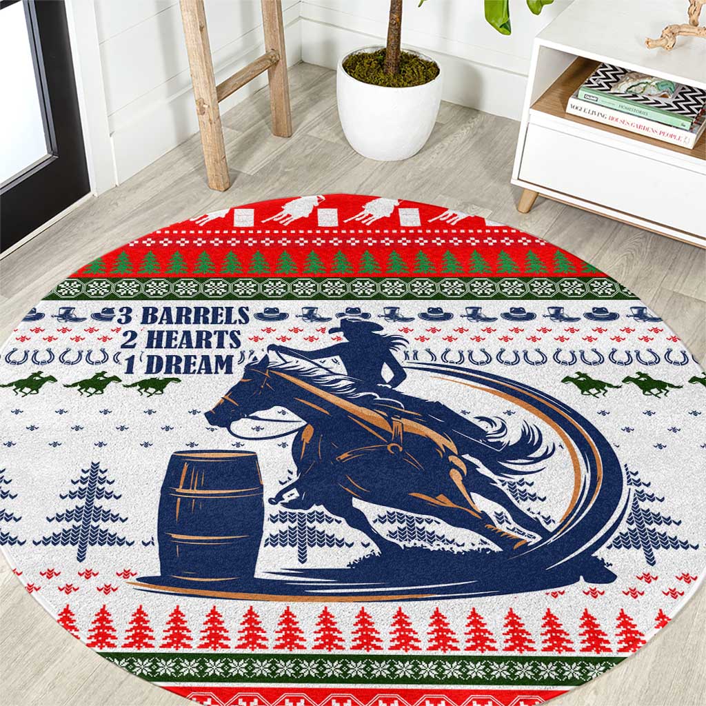 Barrel Racing Christmas Round Carpet Xmas Holiday Patterns - Wonder Print Shop