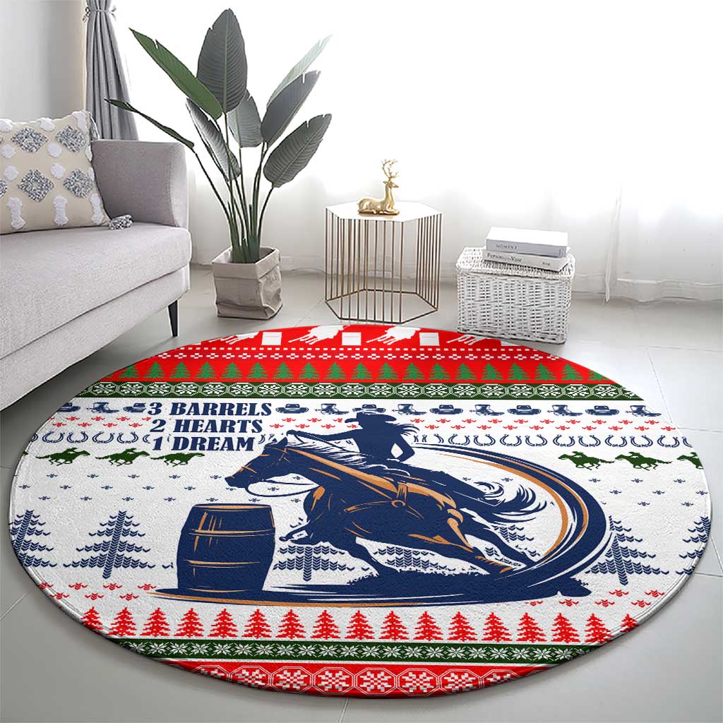 Barrel Racing Christmas Round Carpet Xmas Holiday Patterns - Wonder Print Shop