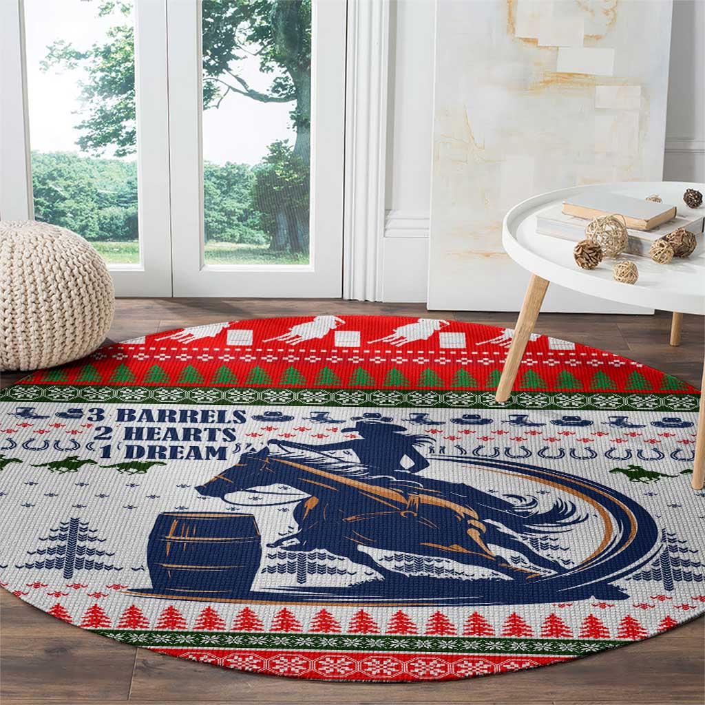 Barrel Racing Christmas Round Carpet Xmas Holiday Patterns - Wonder Print Shop