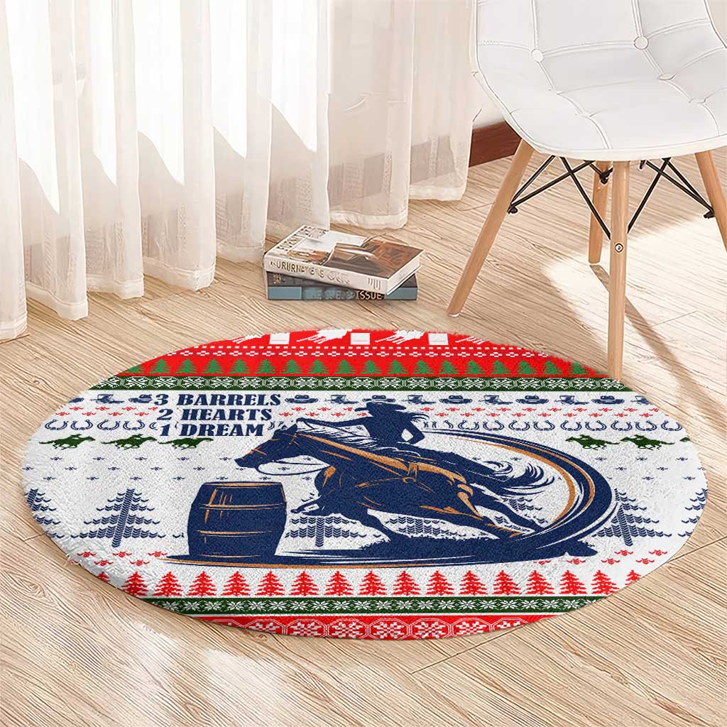 Barrel Racing Christmas Round Carpet Xmas Holiday Patterns - Wonder Print Shop