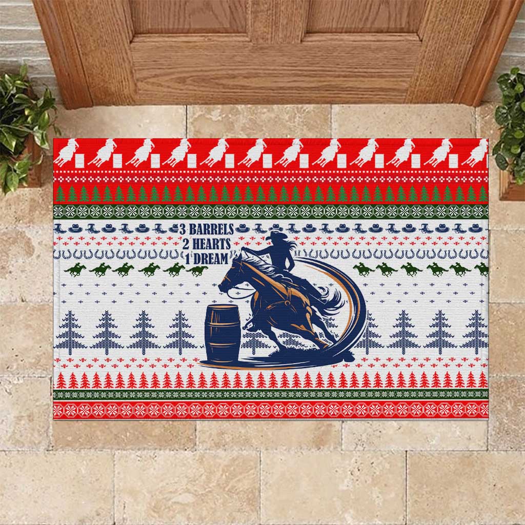 Barrel Racing Christmas Rubber Doormat Xmas Holiday Patterns - Wonder Print Shop