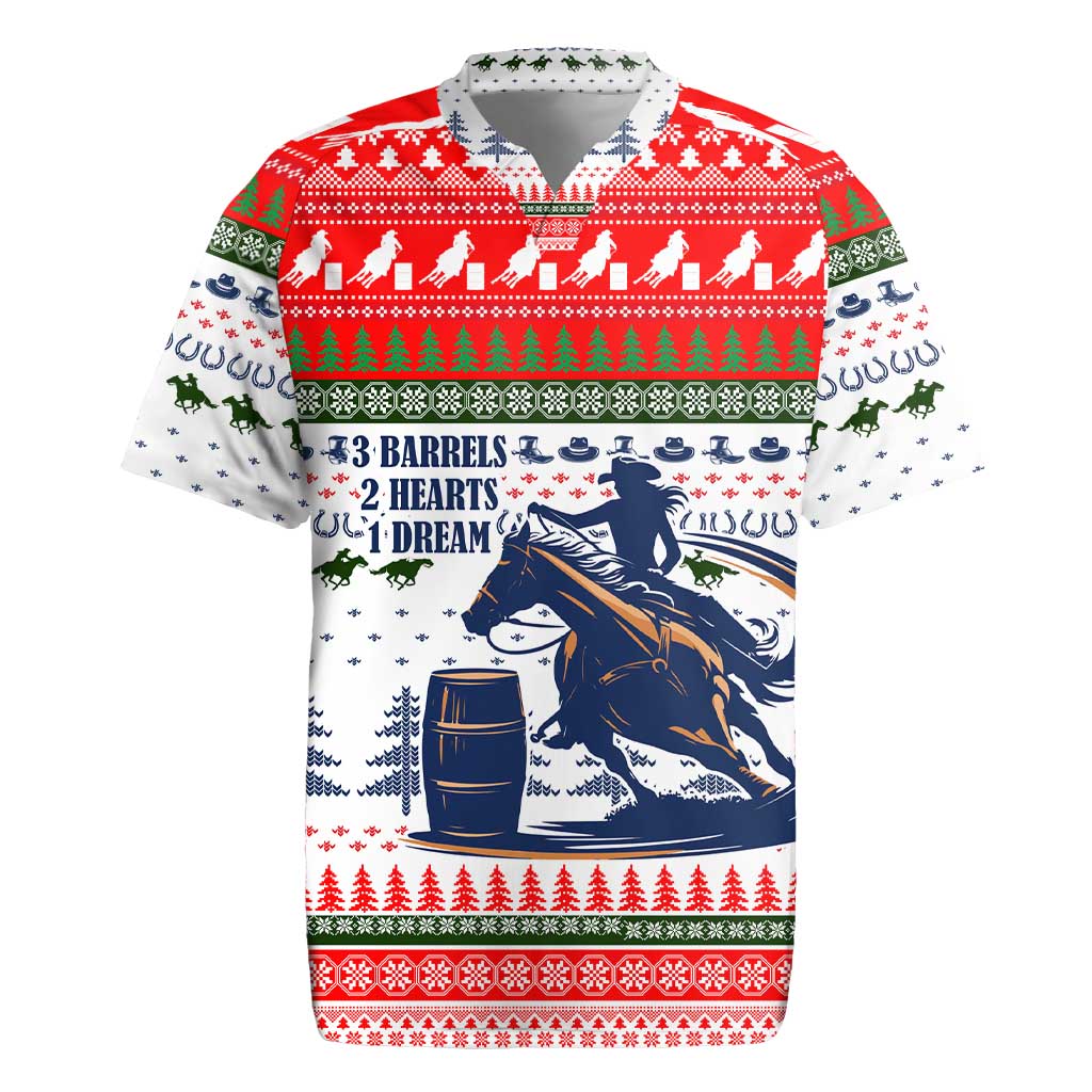 Barrel Racing Christmas Rugby Jersey Xmas Holiday Patterns - Wonder Print Shop