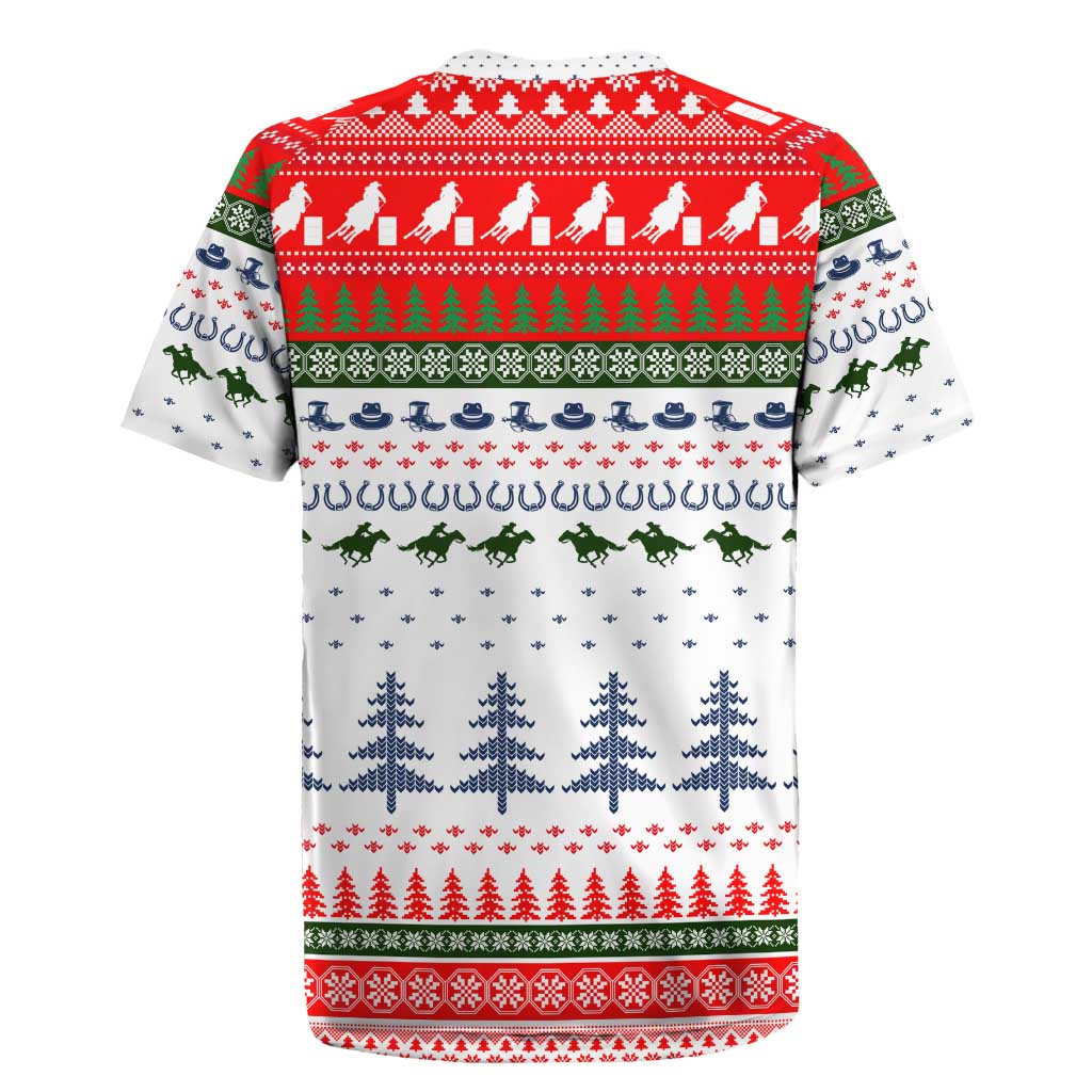 Barrel Racing Christmas Rugby Jersey Xmas Holiday Patterns - Wonder Print Shop