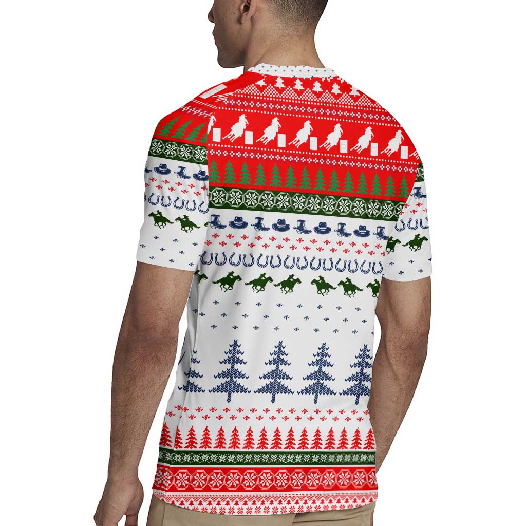 Barrel Racing Christmas Rugby Jersey Xmas Holiday Patterns - Wonder Print Shop