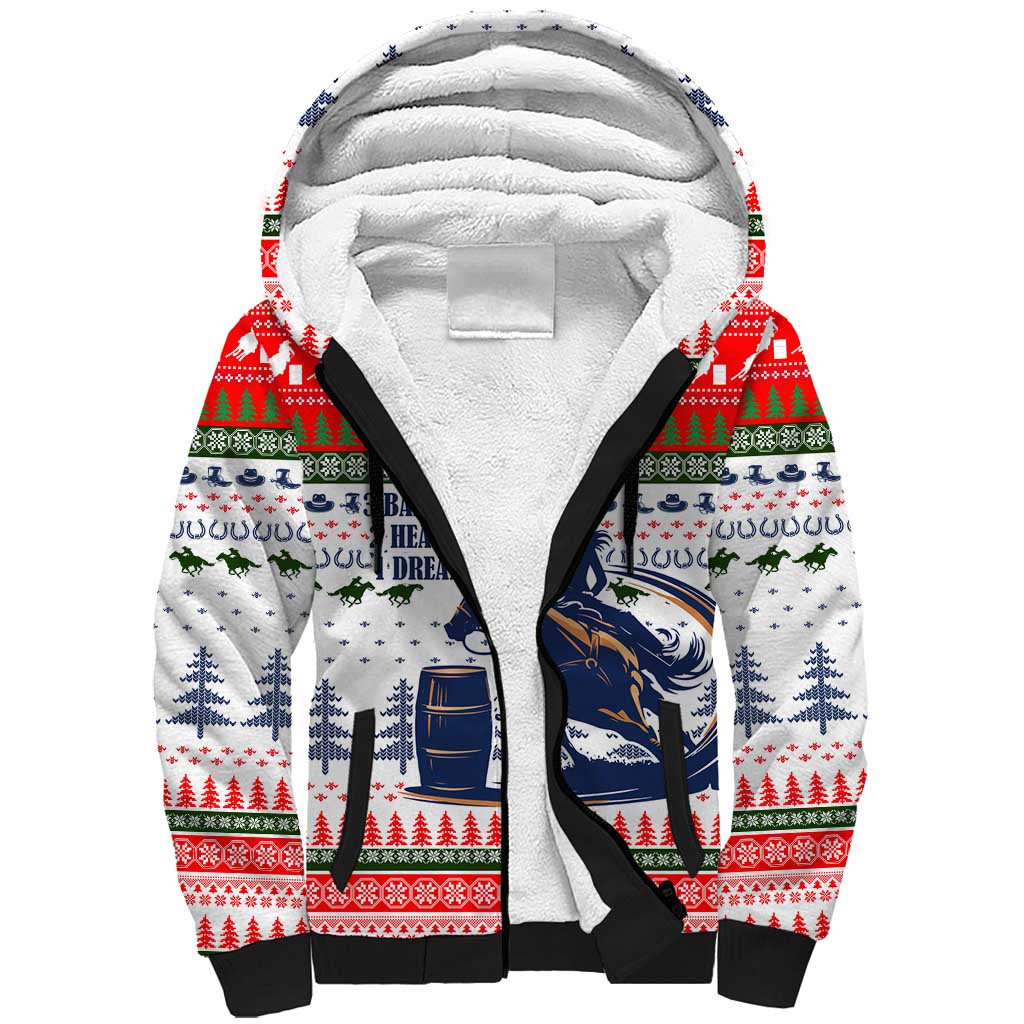 Barrel Racing Christmas Sherpa Hoodie Xmas Holiday Patterns - Wonder Print Shop