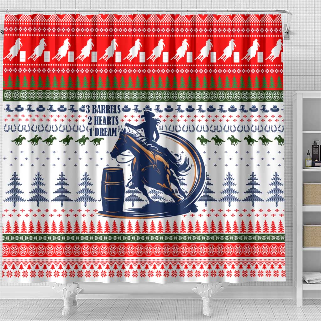 Barrel Racing Christmas Shower Curtain Xmas Holiday Patterns - Wonder Print Shop