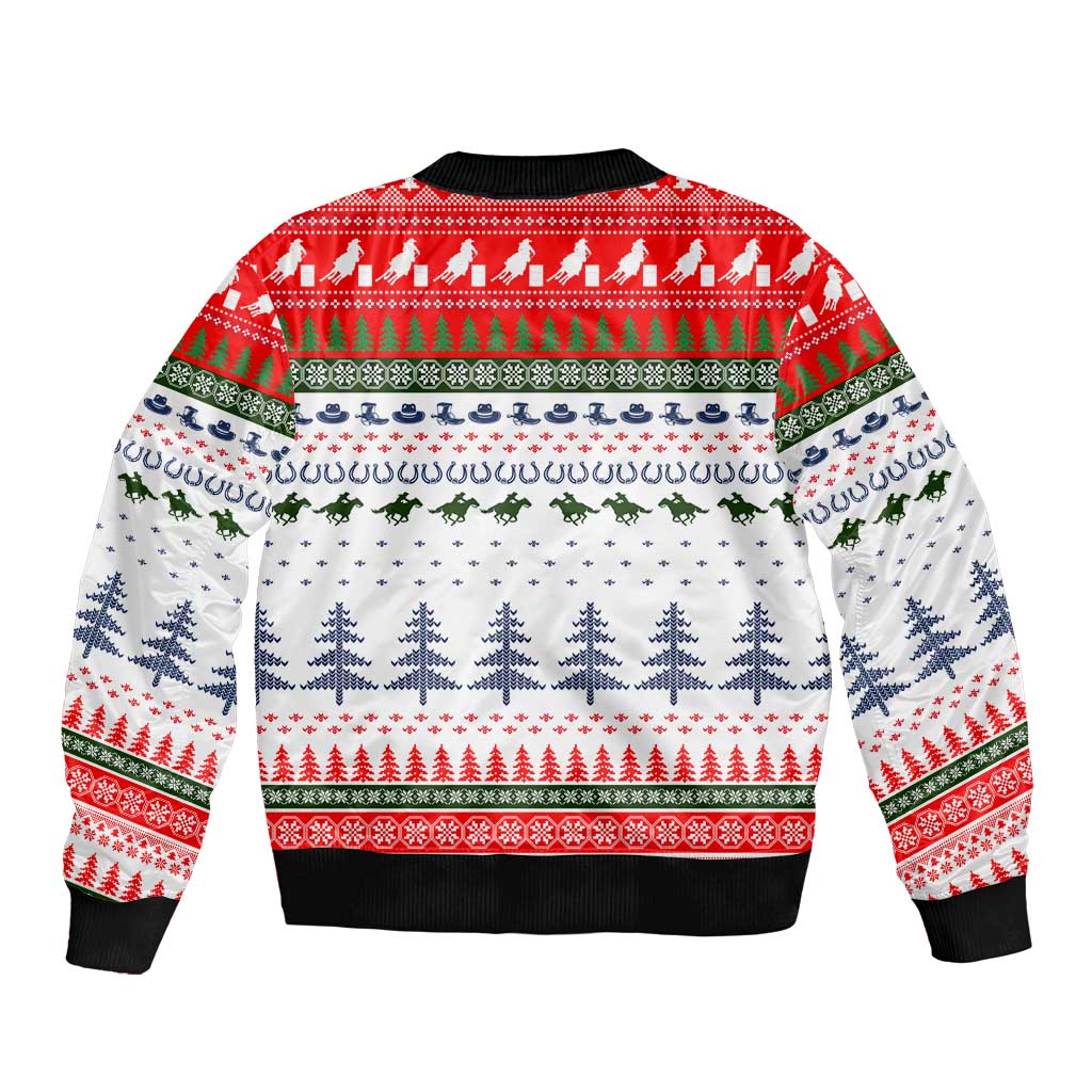 Barrel Racing Christmas Sleeve Zip Bomber Jacket Xmas Holiday Patterns - Wonder Print Shop