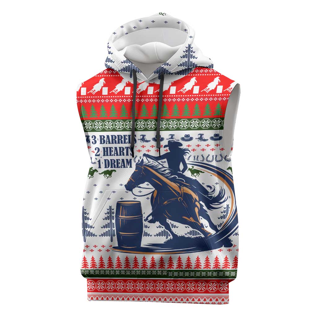 Barrel Racing Christmas Sleeveless Hoodie Xmas Holiday Patterns - Wonder Print Shop