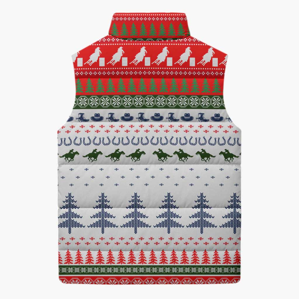 Barrel Racing Christmas Sleeveless Puffer Jacket Xmas Holiday Patterns - Wonder Print Shop
