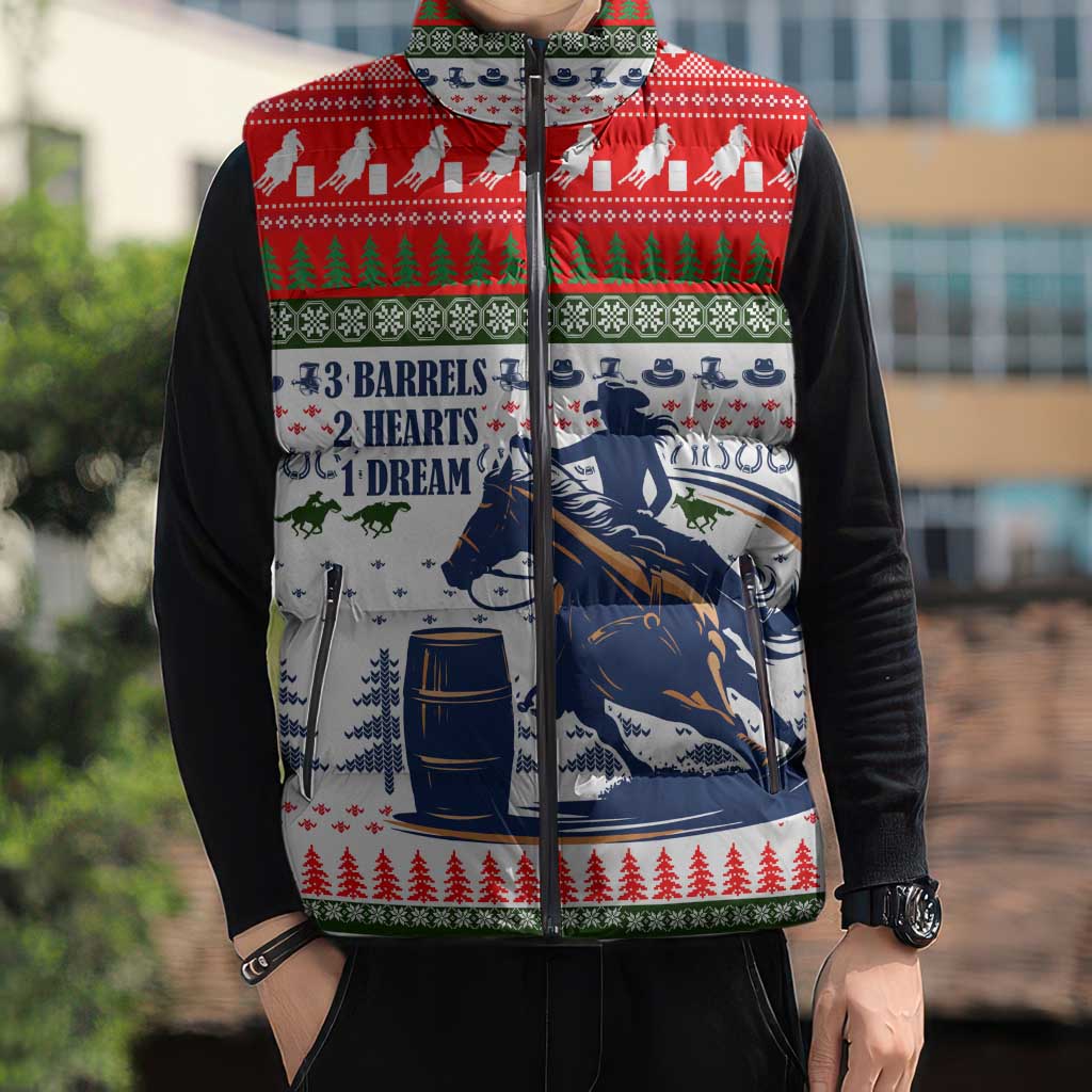 Barrel Racing Christmas Sleeveless Puffer Jacket Xmas Holiday Patterns - Wonder Print Shop