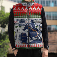 Barrel Racing Christmas Sleeveless Puffer Jacket Xmas Holiday Patterns - Wonder Print Shop