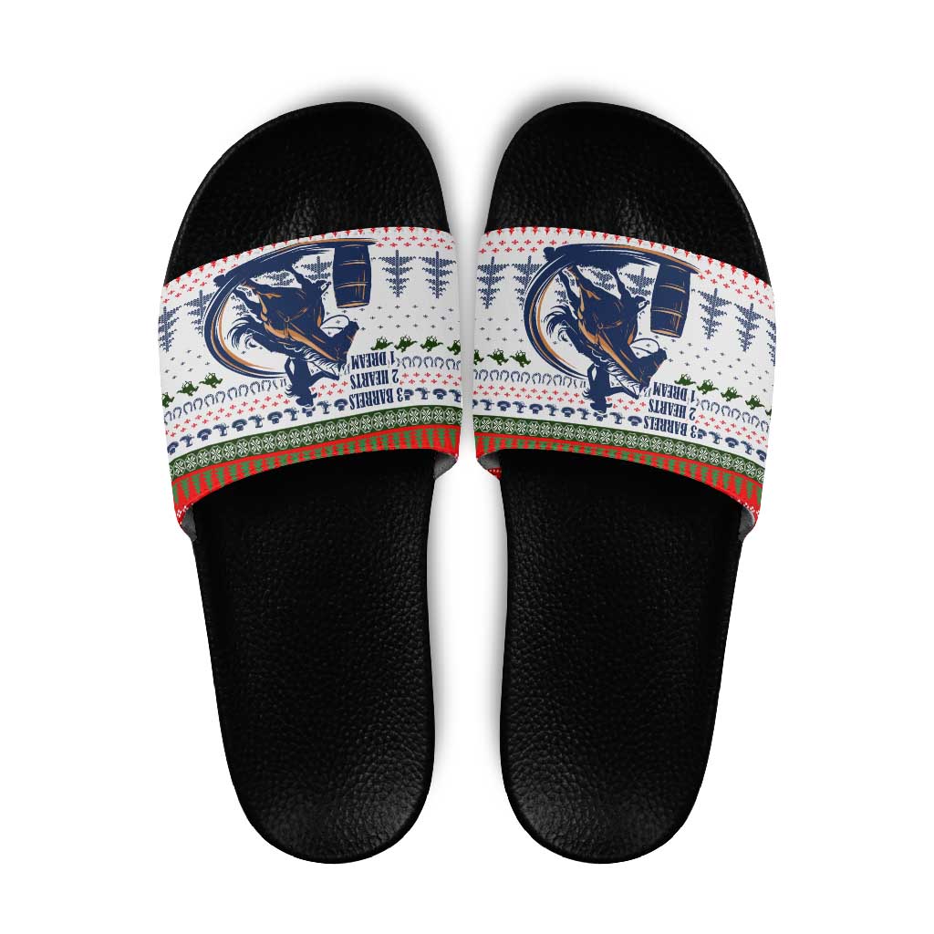 Barrel Racing Christmas Slide Sandals Xmas Holiday Patterns - Wonder Print Shop