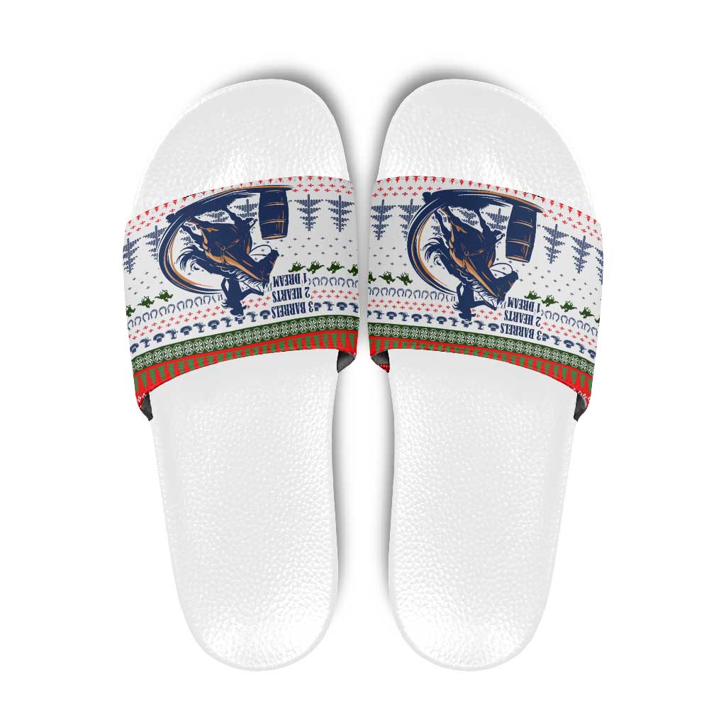Barrel Racing Christmas Slide Sandals Xmas Holiday Patterns - Wonder Print Shop