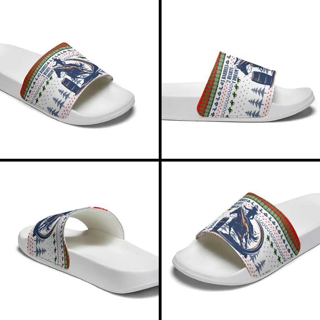 Barrel Racing Christmas Slide Sandals Xmas Holiday Patterns - Wonder Print Shop