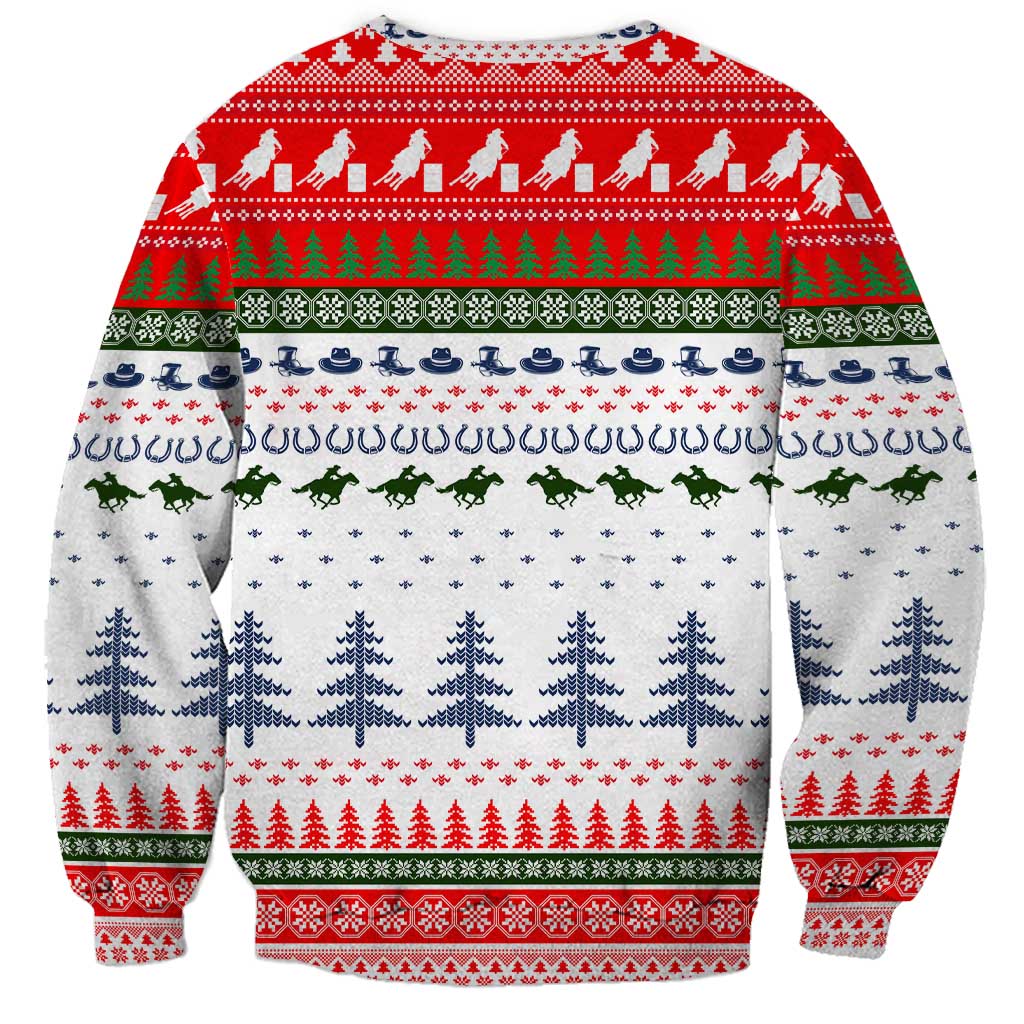 Barrel Racing Christmas Sweatshirt Xmas Holiday Patterns - Wonder Print Shop