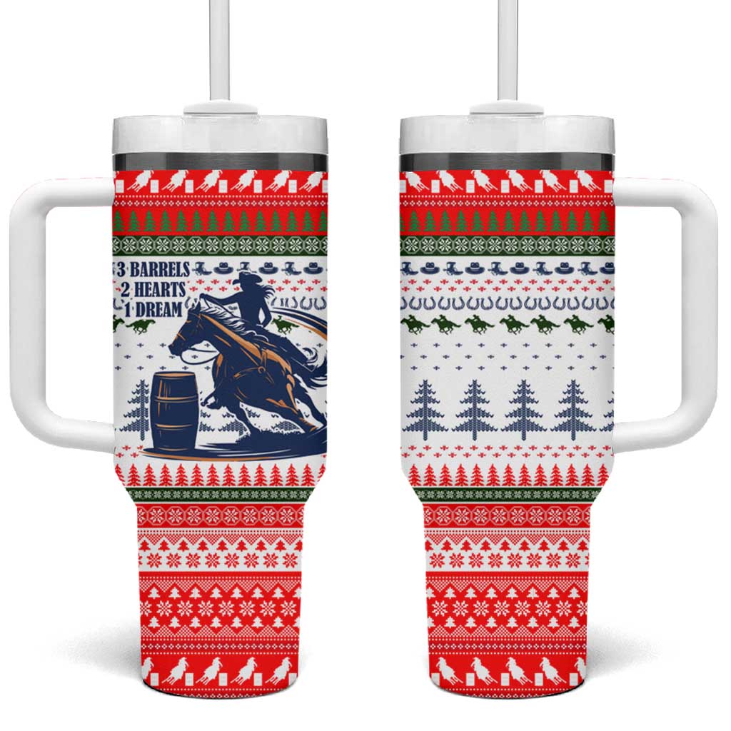 Barrel Racing Christmas Tumbler With Handle Xmas Holiday Patterns - Wonder Print Shop