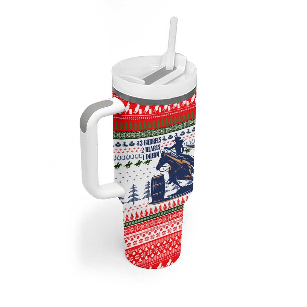 Barrel Racing Christmas Tumbler With Handle Xmas Holiday Patterns - Wonder Print Shop