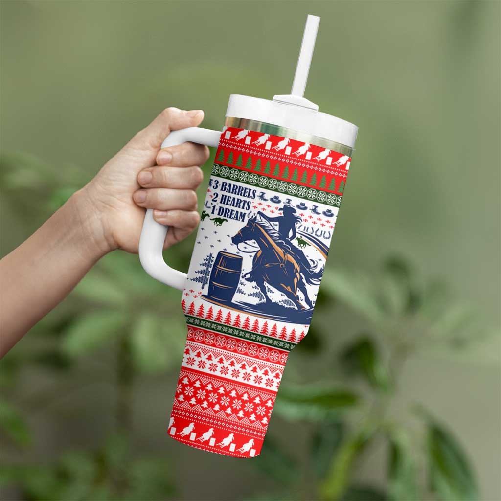 Barrel Racing Christmas Tumbler With Handle Xmas Holiday Patterns - Wonder Print Shop