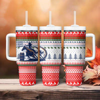 Barrel Racing Christmas Tumbler With Handle Xmas Holiday Patterns - Wonder Print Shop