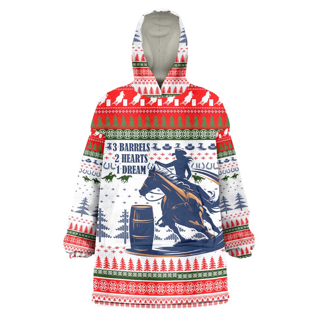 Barrel Racing Christmas Wearable Blanket Hoodie Xmas Holiday Patterns - Wonder Print Shop