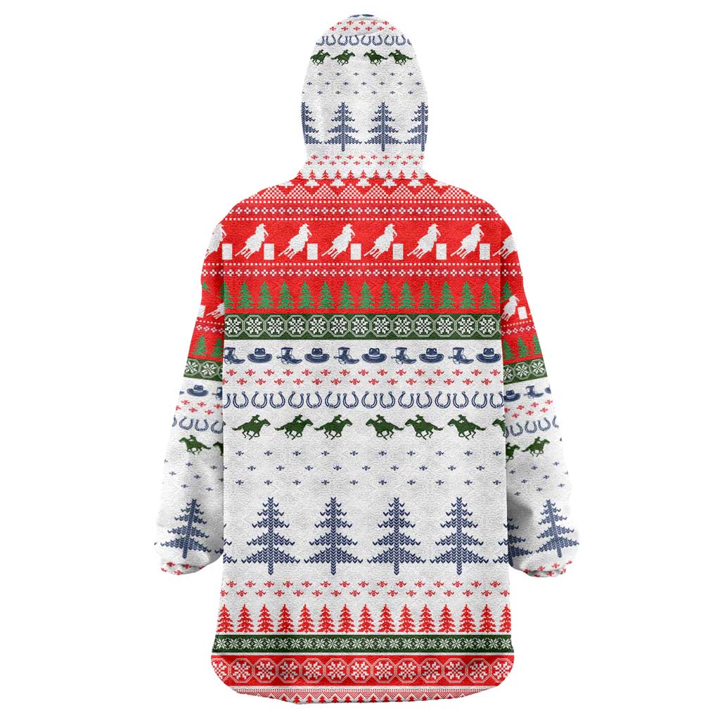 Barrel Racing Christmas Wearable Blanket Hoodie Xmas Holiday Patterns - Wonder Print Shop