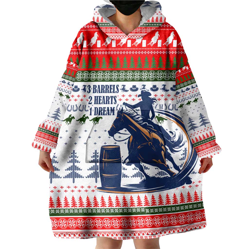 Barrel Racing Christmas Wearable Blanket Hoodie Xmas Holiday Patterns - Wonder Print Shop