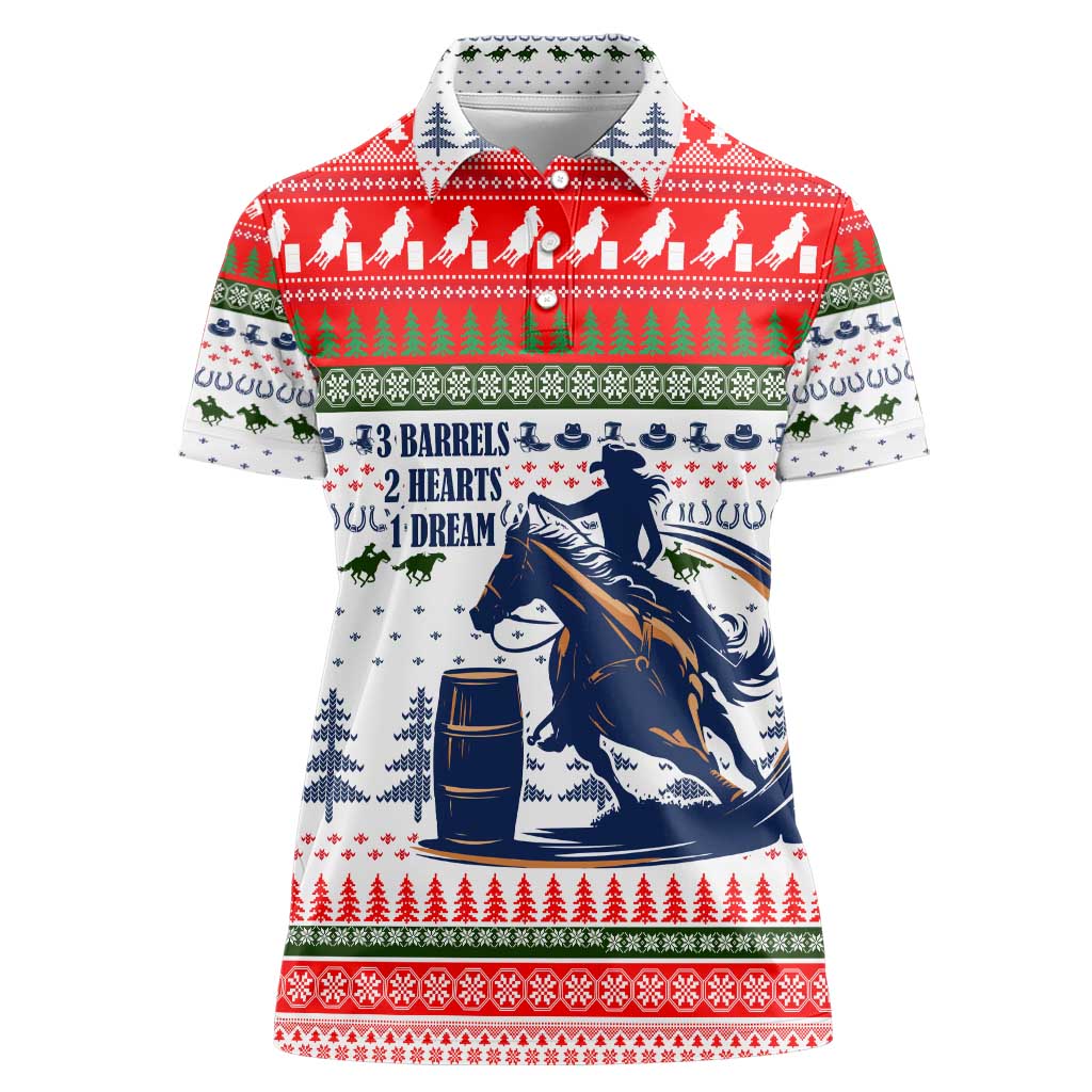 Barrel Racing Christmas Women Polo Shirt Xmas Holiday Patterns - Wonder Print Shop