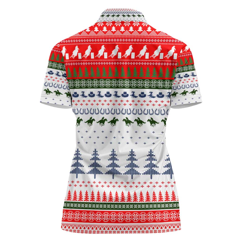 Barrel Racing Christmas Women Polo Shirt Xmas Holiday Patterns - Wonder Print Shop