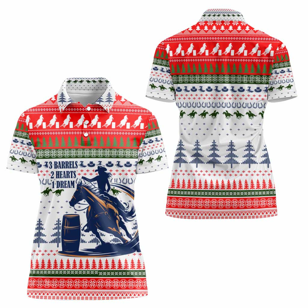 Barrel Racing Christmas Women Polo Shirt Xmas Holiday Patterns - Wonder Print Shop
