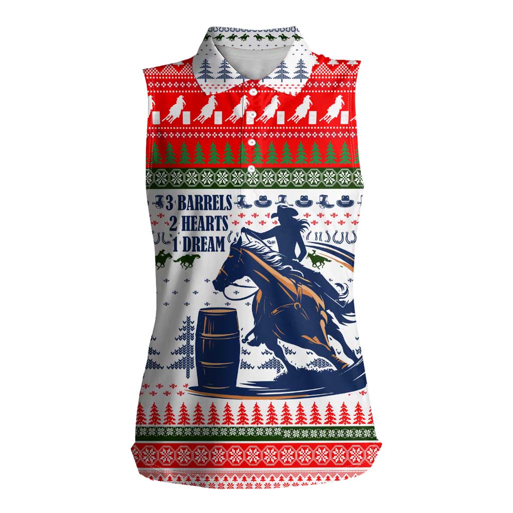 Barrel Racing Christmas Women Sleeveless Polo Shirt Xmas Holiday Patterns - Wonder Print Shop