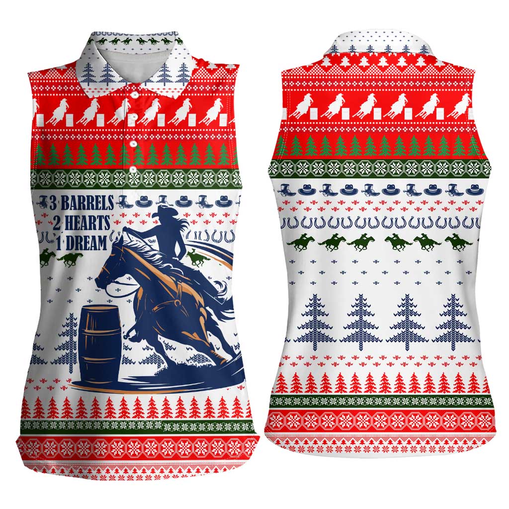 Barrel Racing Christmas Women Sleeveless Polo Shirt Xmas Holiday Patterns - Wonder Print Shop