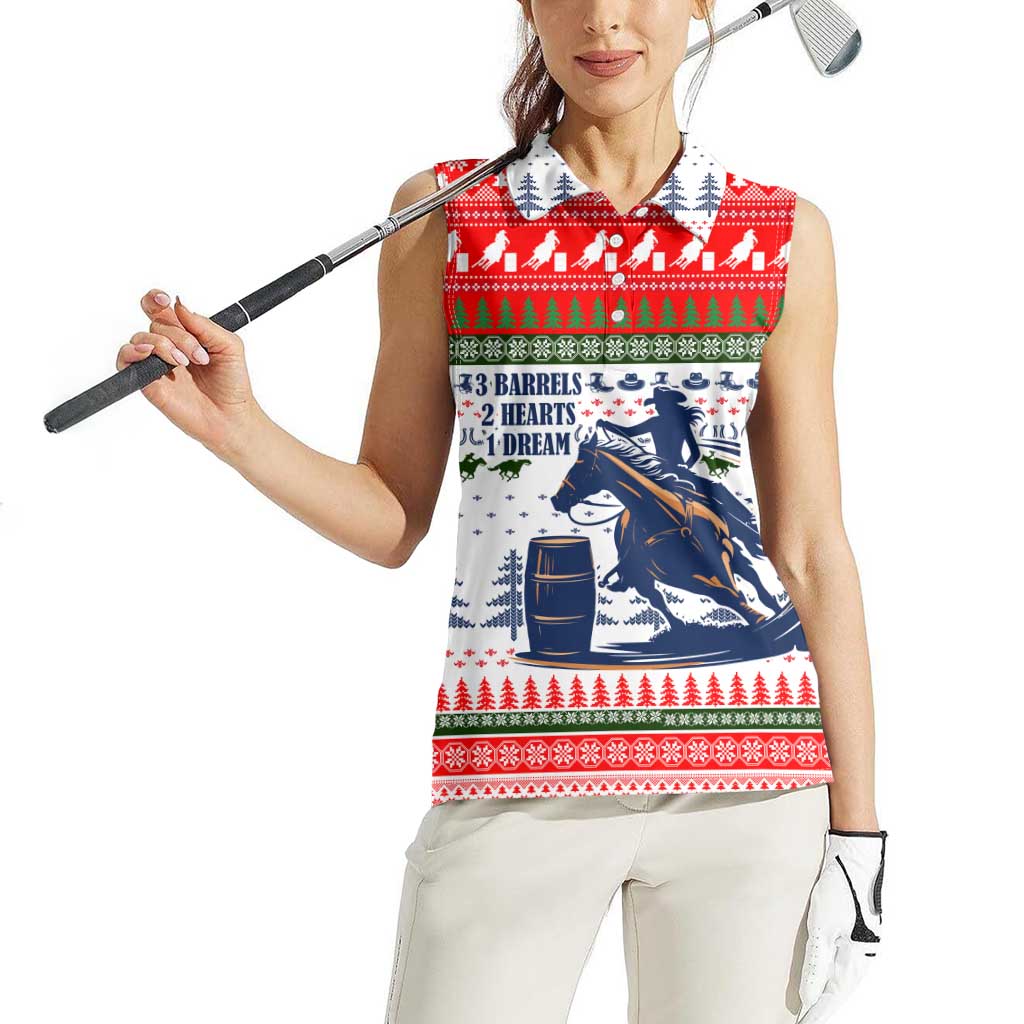 Barrel Racing Christmas Women Sleeveless Polo Shirt Xmas Holiday Patterns - Wonder Print Shop