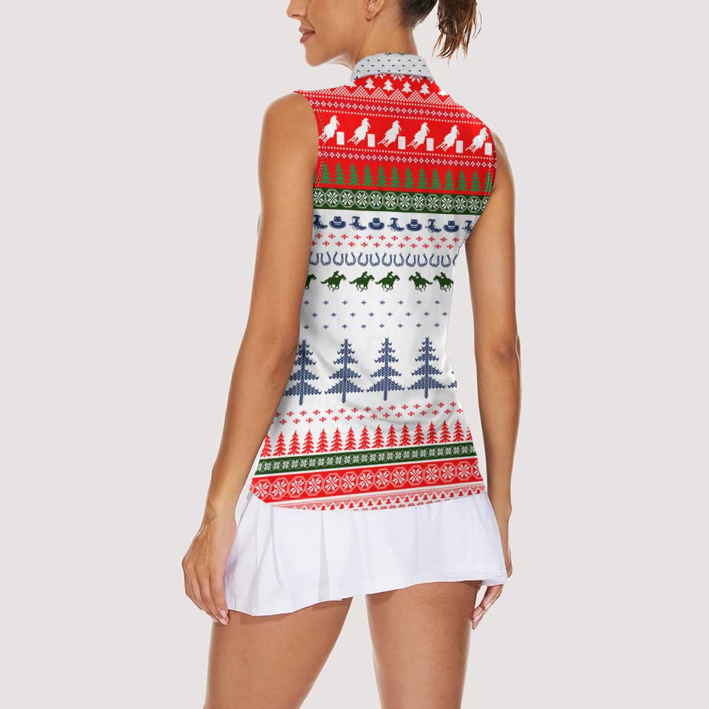 Barrel Racing Christmas Women Sleeveless Polo Shirt Xmas Holiday Patterns - Wonder Print Shop