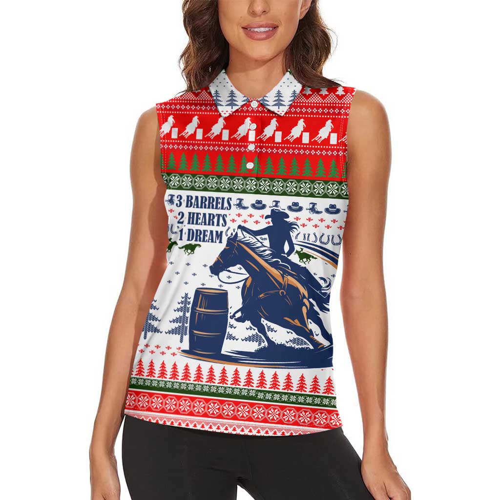 Barrel Racing Christmas Women Sleeveless Polo Shirt Xmas Holiday Patterns - Wonder Print Shop