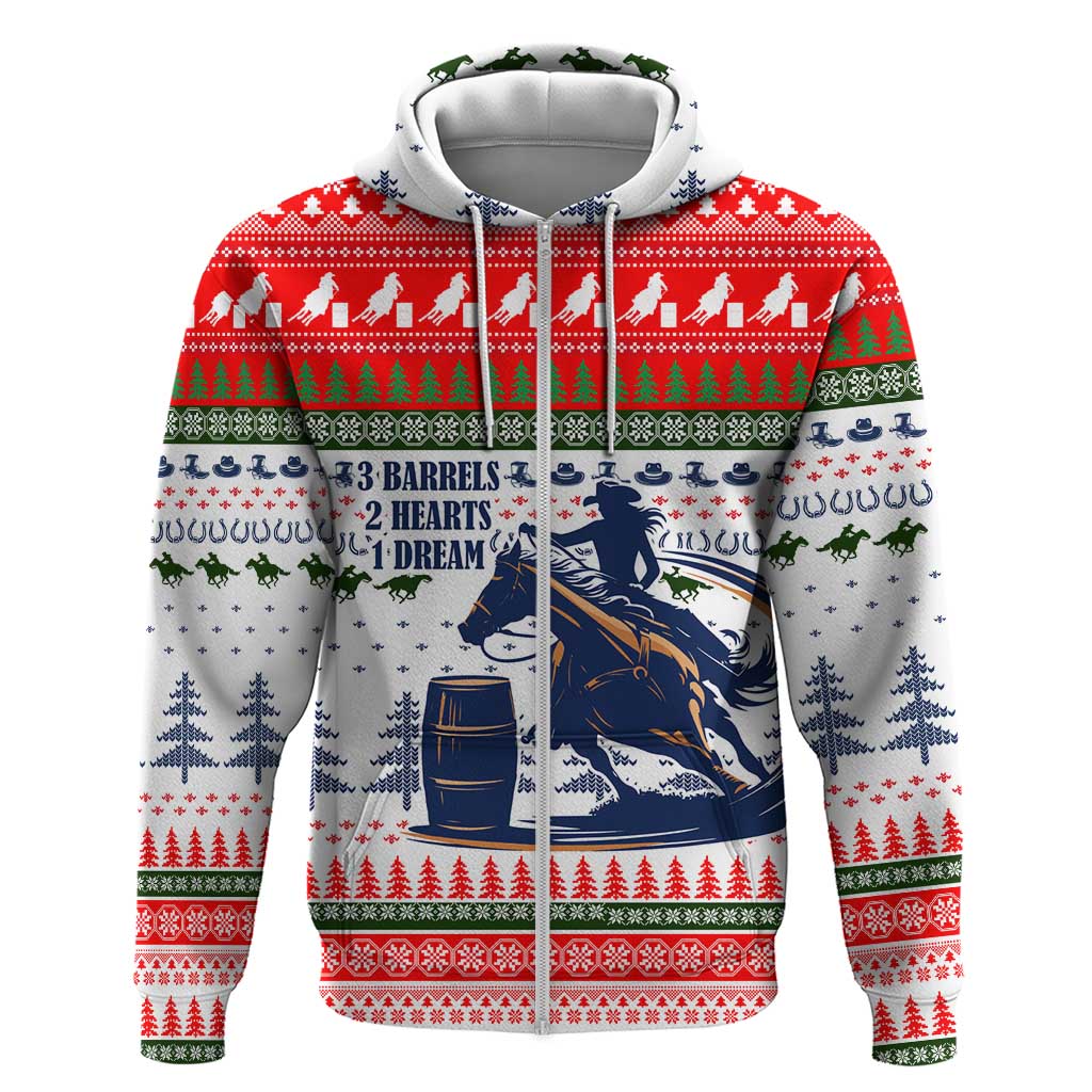Barrel Racing Christmas Zip Hoodie Xmas Holiday Patterns - Wonder Print Shop
