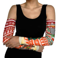 Zambia Christmas Arm Sleeves with African Animals Tree Snowflakes and National Emblem Design - Wonder Print Shop