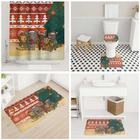 Zambia Christmas Bathroom Set with African Animals Tree Snowflakes and National Emblem Design - Wonder Print Shop