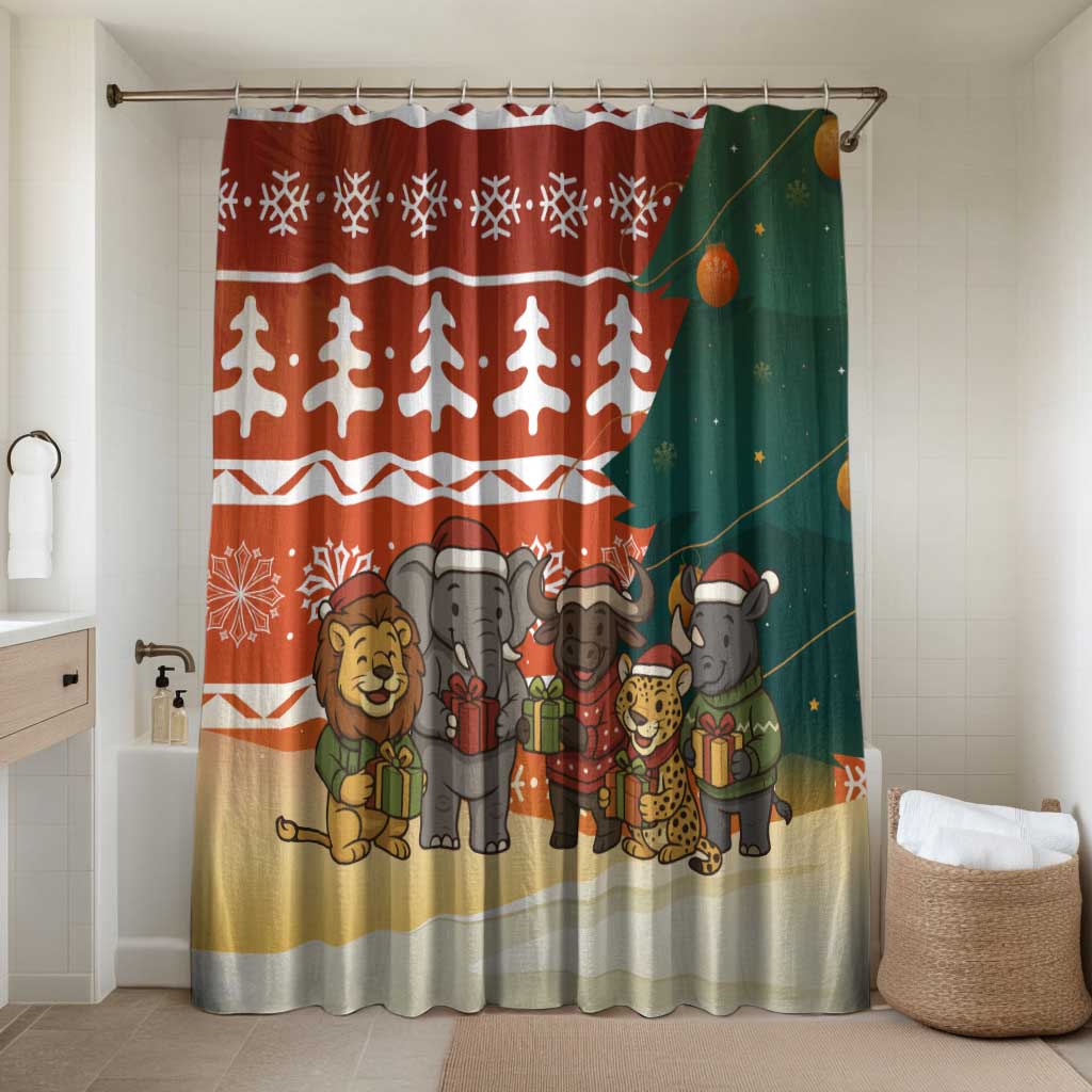 Zambia Christmas Bathroom Set with African Animals Tree Snowflakes and National Emblem Design - Wonder Print Shop
