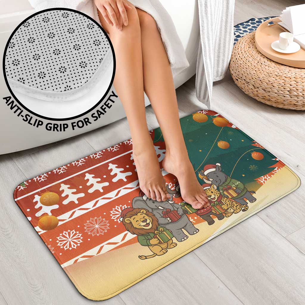 Zambia Christmas Bathroom Set with African Animals Tree Snowflakes and National Emblem Design - Wonder Print Shop