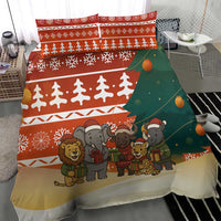Zambia Christmas Bedding Set with African Animals Tree Snowflakes and National Emblem Design - Wonder Print Shop