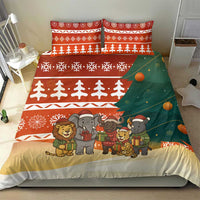 Zambia Christmas Bedding Set with African Animals Tree Snowflakes and National Emblem Design - Wonder Print Shop