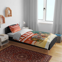 Zambia Christmas Bedding Set with African Animals Tree Snowflakes and National Emblem Design - Wonder Print Shop