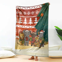 Zambia Christmas Blanket with African Animals Tree Snowflakes and National Emblem Design - Wonder Print Shop