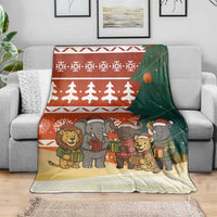 Zambia Christmas Blanket with African Animals Tree Snowflakes and National Emblem Design - Wonder Print Shop