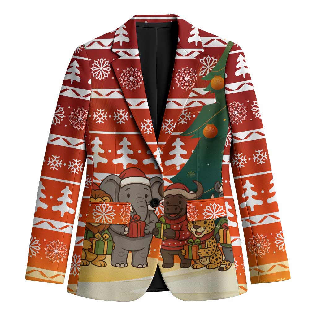 Zambia Christmas Blazer with African Animals Tree Snowflakes and National Emblem Design - Wonder Print Shop