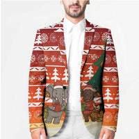 Zambia Christmas Blazer with African Animals Tree Snowflakes and National Emblem Design - Wonder Print Shop