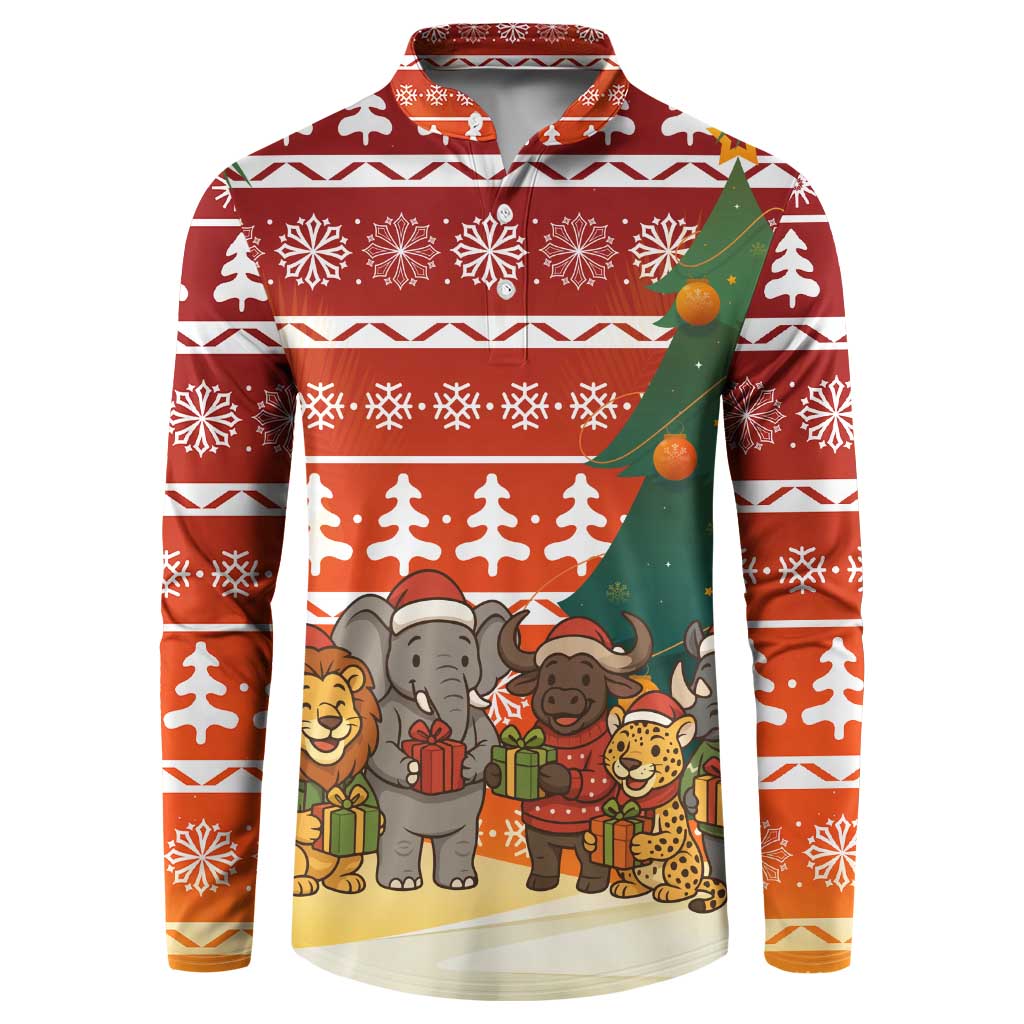 Zambia Christmas Button Sweatshirt with African Animals Tree Snowflakes and National Emblem Design - Wonder Print Shop