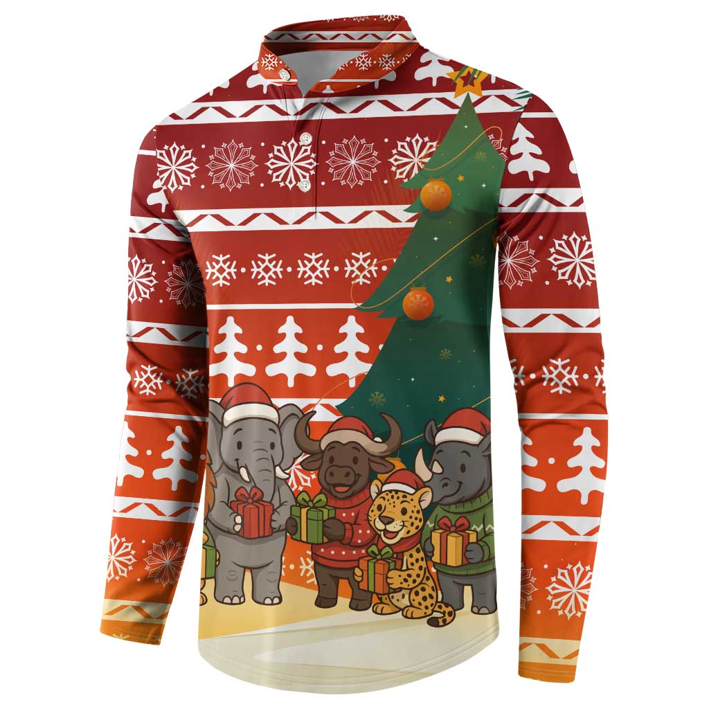 Zambia Christmas Button Sweatshirt with African Animals Tree Snowflakes and National Emblem Design - Wonder Print Shop