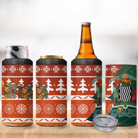 Zambia Christmas 4 in 1 Can Cooler Tumbler with African Animals Tree Snowflakes and National Emblem Design - Wonder Print Shop