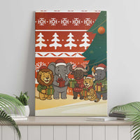Zambia Christmas Canvas Wall Art with African Animals Tree Snowflakes and National Emblem Design - Wonder Print Shop